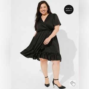 Torrid Mini Bubble Charmeuse Faux Wrap Dress